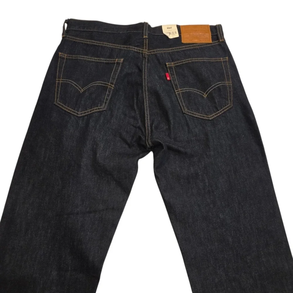 Levis Mens Premium 505 Regular Fit Jeans Dark Indigo Selvedge Denim 34x36